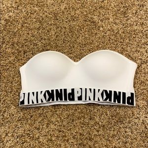 White pink strapless bandeau
